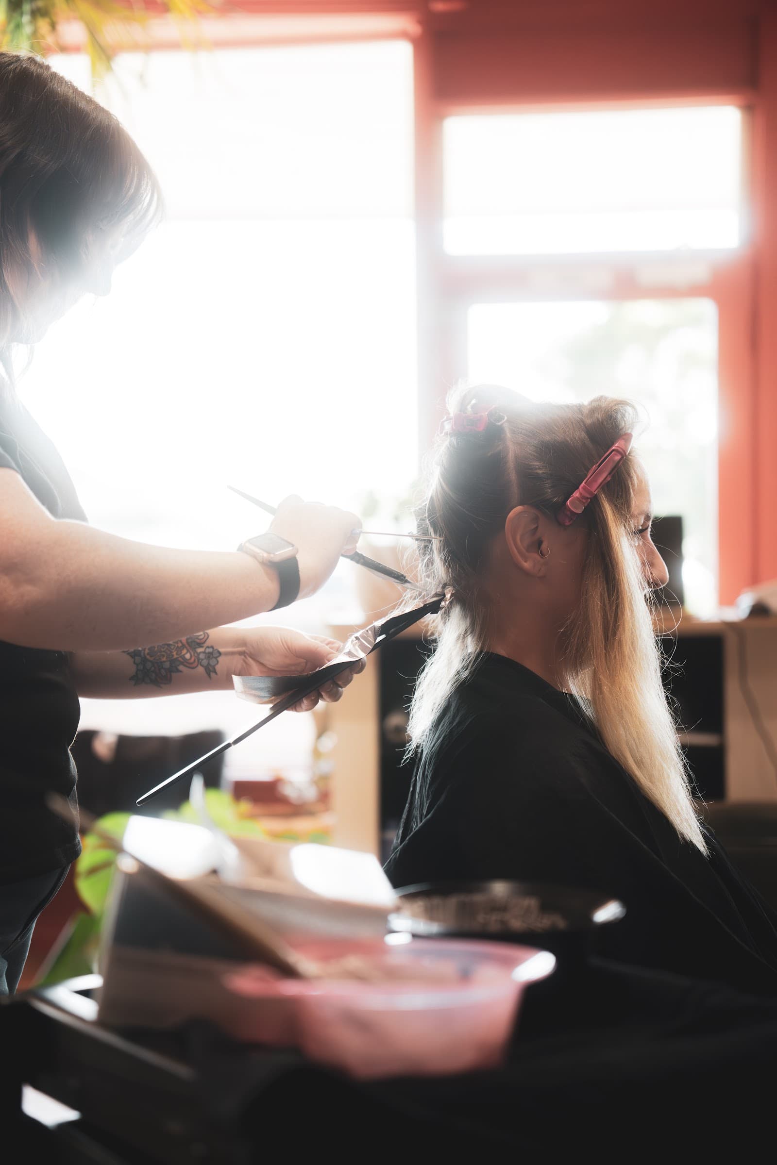 Professional hair colour being applied at Full Circle Hair Society